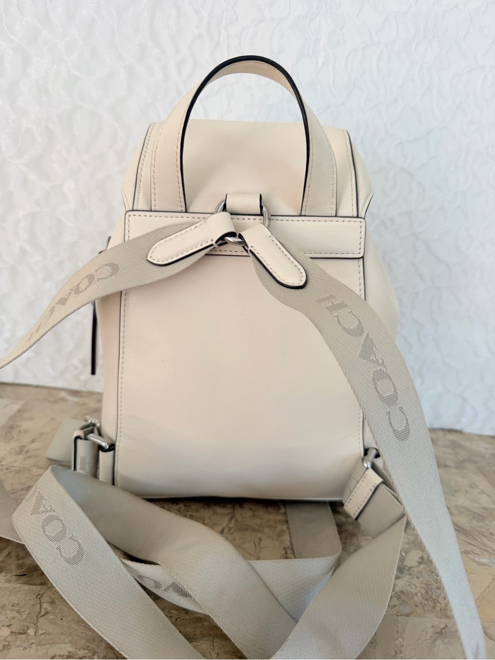 COACH Pace Backpack CR100 White cream Neutral Cream Leather Backpack  Daypack - Picture 4 of 10